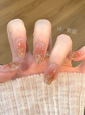 手工穿戴甲中长款高质量显白绝美指甲贴片2025新款千金穿戴款美甲