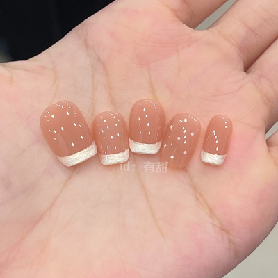 裸色穿戴甲2025新款高级感法式穿戴美甲短款手工显白爆款指甲贴片