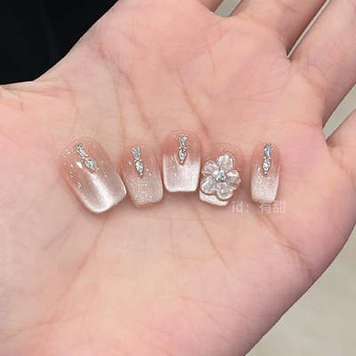 猫眼美甲穿戴甲2025新款高级感纯手工甲片穿戴式短款显白指甲贴片