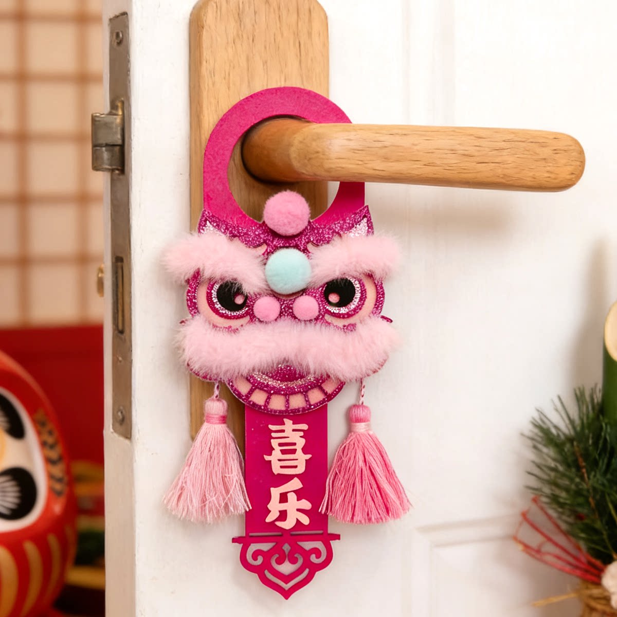 婚房醒狮门把手挂件装饰图片