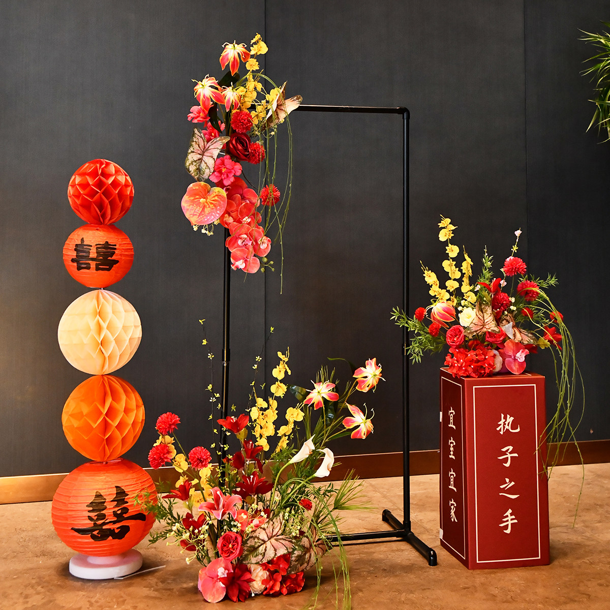 仿真花森系粉紫地排花排婚庆酒店背景装饰布置路引花订婚宴花艺