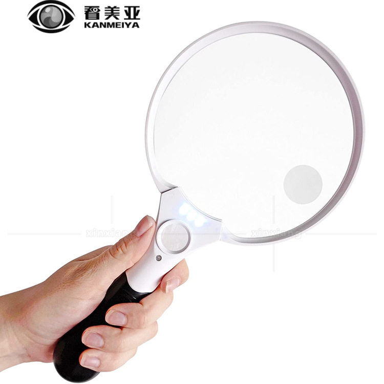 137mm大号手持式3LED灯2倍4倍25倍老人看书阅读鉴定多用途放大镜
