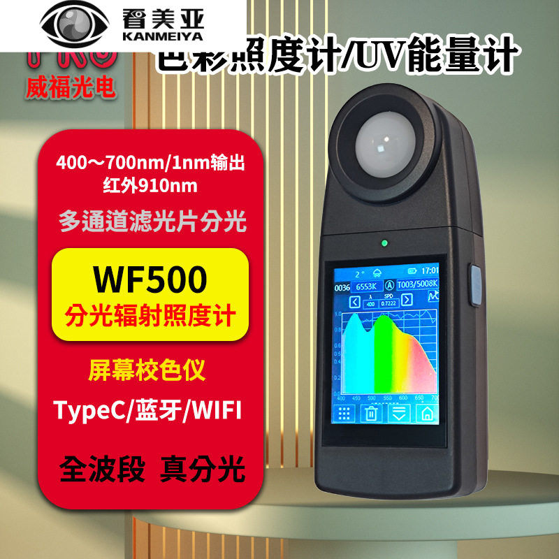 FRU照度计光谱色温显色指数频闪透过率WF500光功率计辐照计全光谱