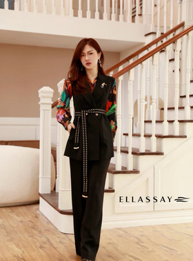 歌L思  21年全标大货   黑色直筒裤长裤 EWF321K01900