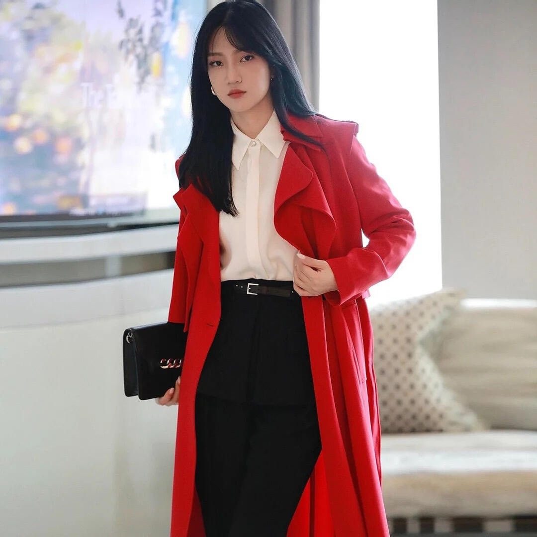 歌力思   21年全标大货  红色两件套风衣 EWF323F00400