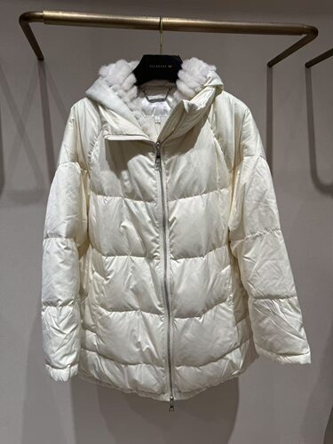 歌力思   24年全标大货  米白色 羽绒服拼接水貂外套 EWE344L0090