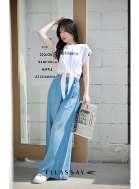 歌家女装  蓝色阔腿裤 EWW332K03500