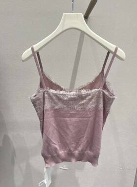 歌L思  21年全标大货  浅粉色针织吊带 EWB322M10500