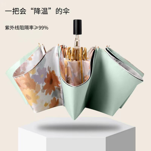 现货Caberryne复古太阳伞抗风遮阳伞防紫外线女黑胶双层专业防晒U