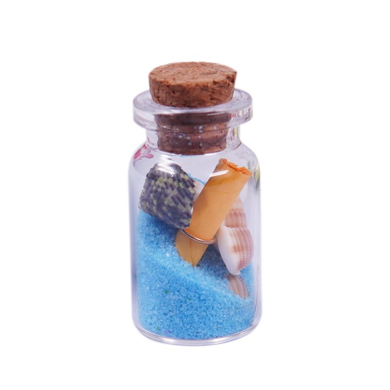 小号彩沙许愿瓶漂流瓶幸运瓶玻璃瓶信纸迷你贝壳海螺创意diy礼物