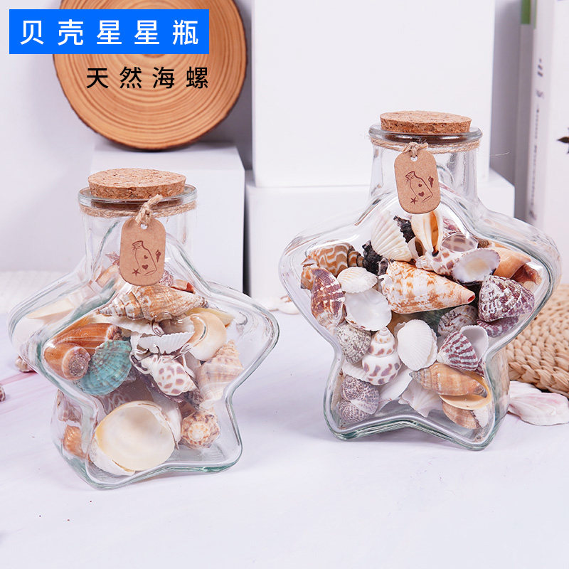 海洋世界星星贝壳瓶海螺玻璃星星瓶许愿瓶装饰品玻璃瓶摆件礼物
