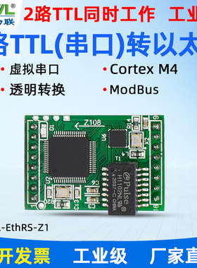 【智嵌物联】串口服务器2路TTL转以太网模块串口转网口通讯服务器工业级Modbus RTU/TCP网关透明传输转换