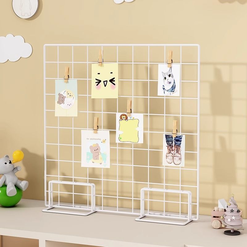 网格架摆摊桌面饰品收纳架铁丝网置物架幼儿园美工区作品展示架子
