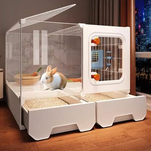 透明观景兔子专用笼带厕所清粪四季通用宠物别墅家用室内大号兔窝