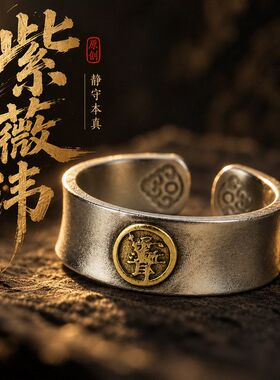 道家紫薇讳戒指道系天师复古国风配饰新中式文创开口指环男女饰品