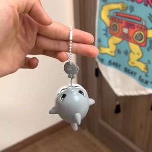 拉线咬牙鲨鱼挂件可拉绳解压神器大鱼吃小鱼创意钥匙扣减压小玩具