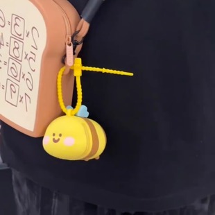 可爱小蜜蜂迷你随身耳机包保护套收纳包包挂件钥匙扣配饰便携带
