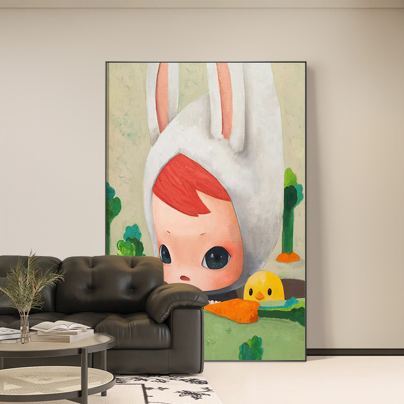 韩国艺术家MANE玄关卡通人物可爱温馨儿童房手绘装饰画背景墙挂画图片