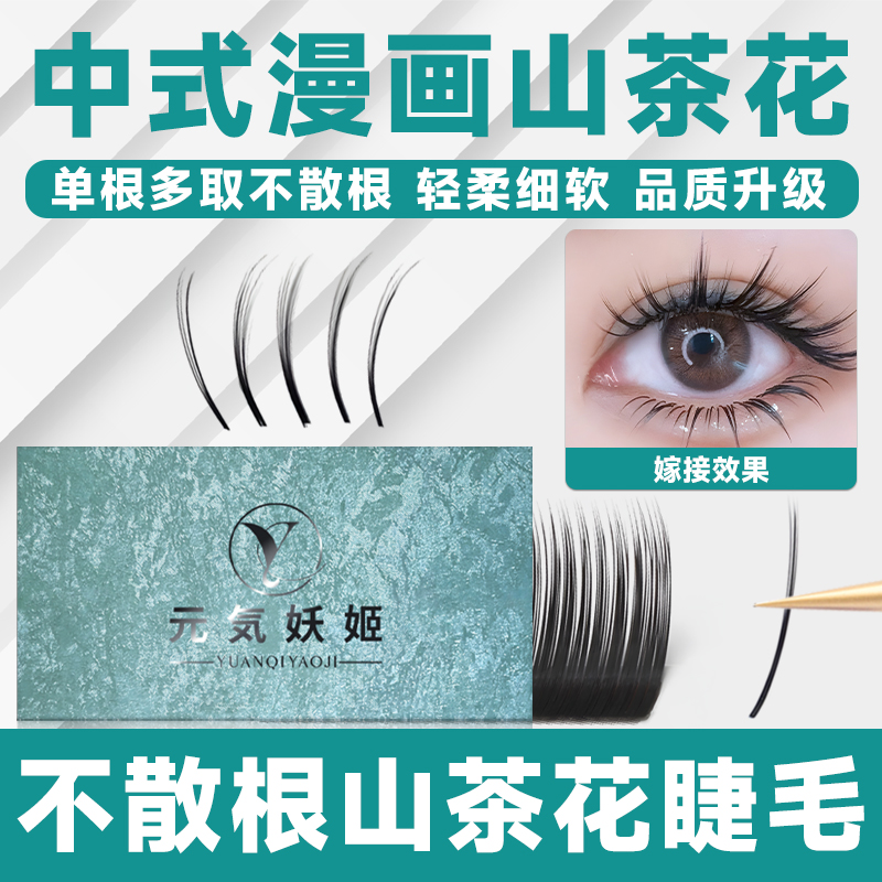 中式漫画山茶花睫毛多取不散根