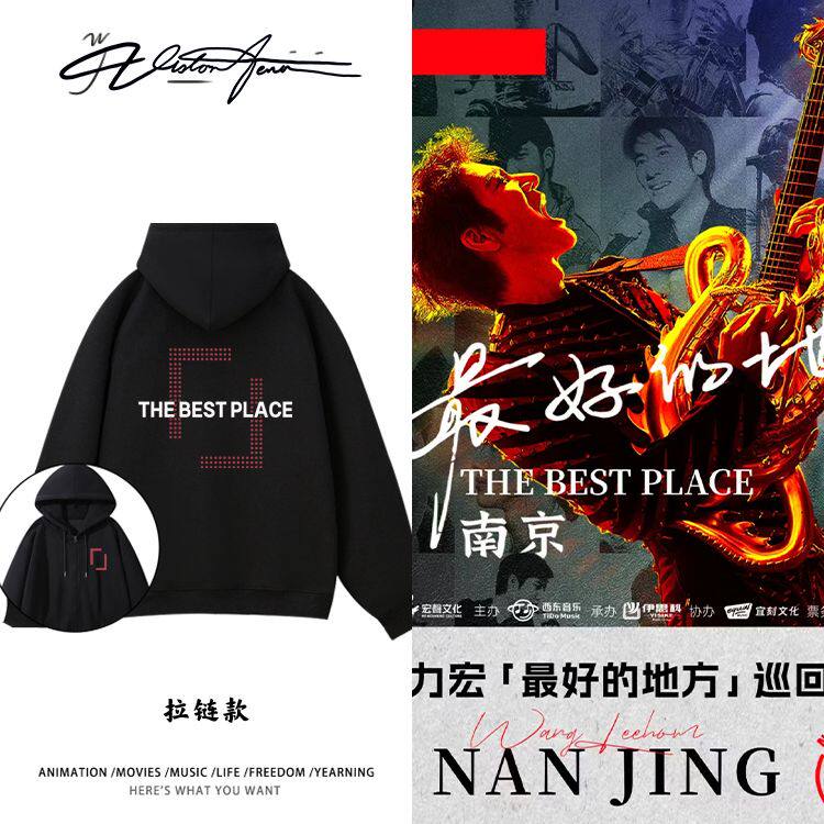 王力宏2025演唱会南京站同款周边印花连帽开衫卫衣粉丝应援休闲