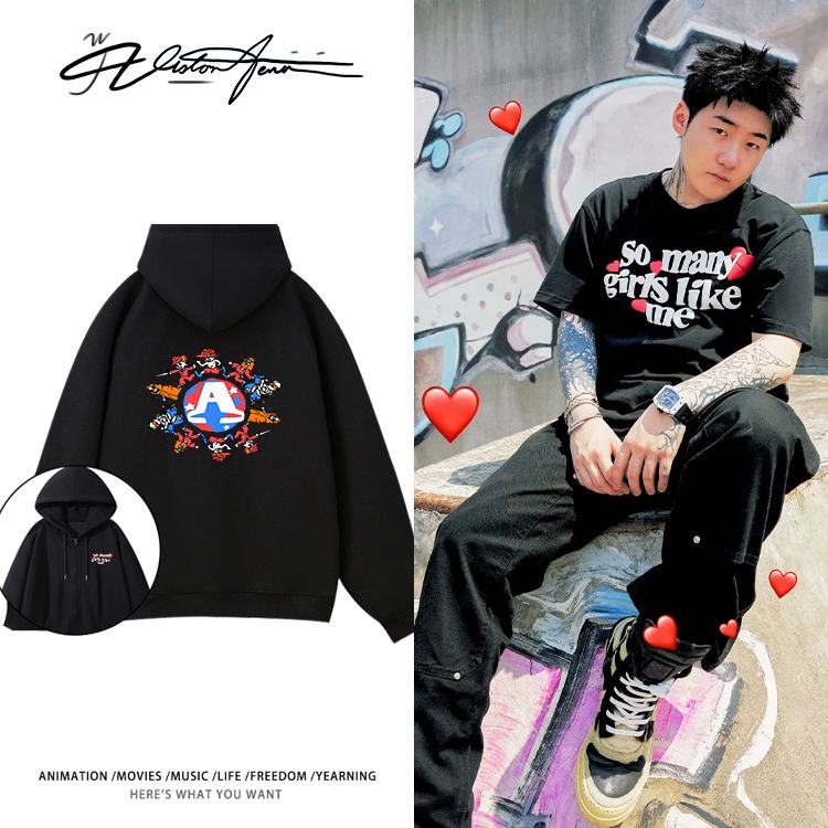 rapper张砚拙同款限定双层帽里连帽金属拉链开衫卫衣长袖外套