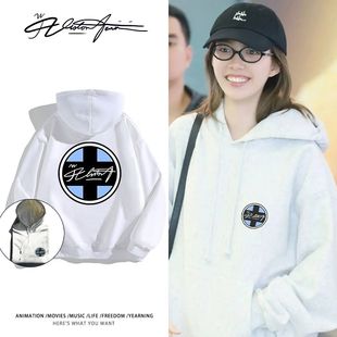 【刺绣】邝玲玲lingorm机场路透同款连帽卫衣长袖加厚绒潮流百搭