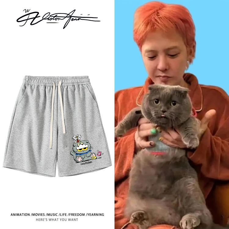 权志龙同款zoa卡通猫印花宽松短裤夏季休闲时尚运动舒适男女同款