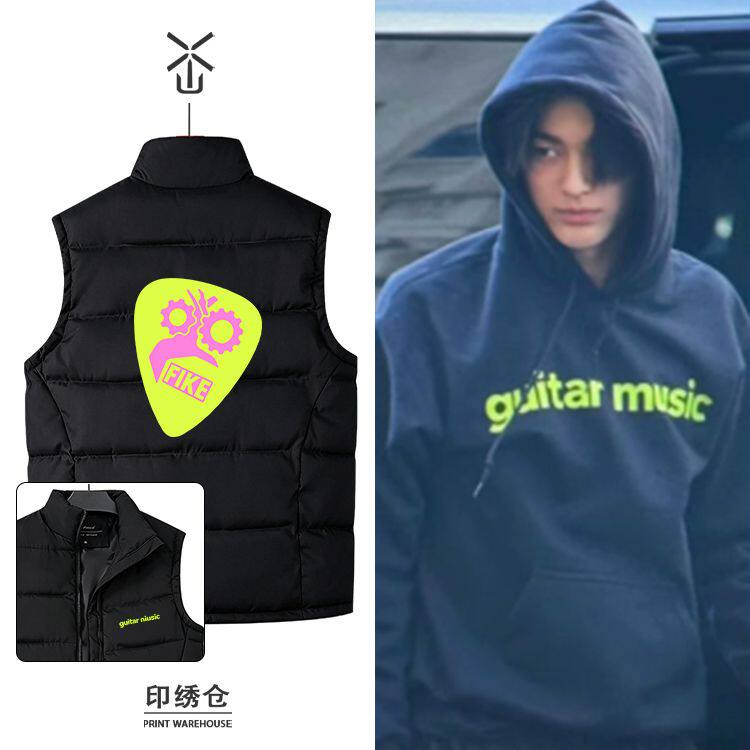 cortis安乾镐同款guitar muisc印花棉服马甲保暖防风耐磨立领背心