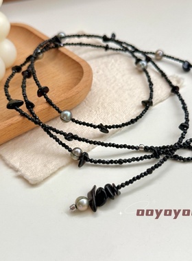 天然珍珠甜酷风项链女暗黑颈链