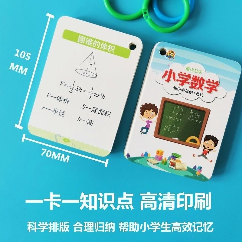 小学数学公式卡重点知识点总结1-6年级数学乘法口诀表随身记忆卡