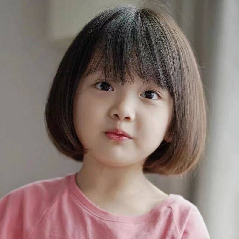 儿童假头发女童可爱短发波波头自然时尚摄影宝宝空气刘海小孩全头