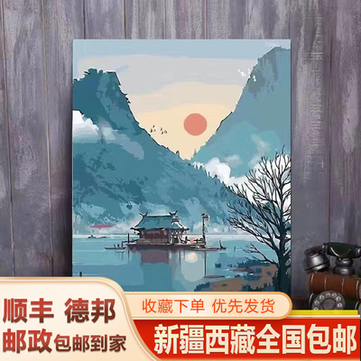 速发新疆包邮专区数字油花填色郁金香手工填充画饰画装卉风景