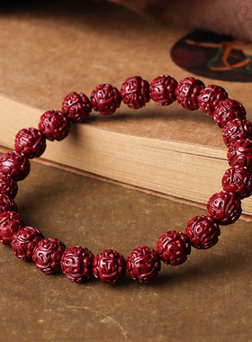 高新款民族风朱砂手串本命年六字真言单圈手链紫金砂男女情侣款