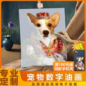 萌宠工坊diy宠物数字油画定制小猫咪狗画像相片手工填上色装 饰画