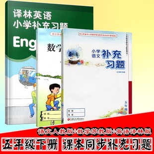 包邮 江苏版 小学教材配套练习补充习题五年级下册语文数学英语3本套装小学5年级下册补充习题语文数学英语江苏凤凰教育