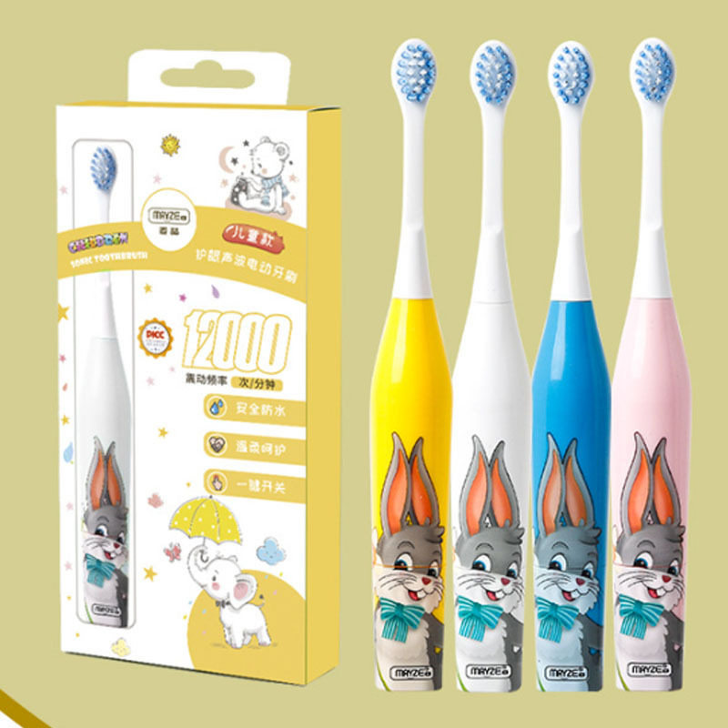 麦喆儿童电动牙刷干电池款 全身防水3-10岁儿童软毛电动牙刷现货