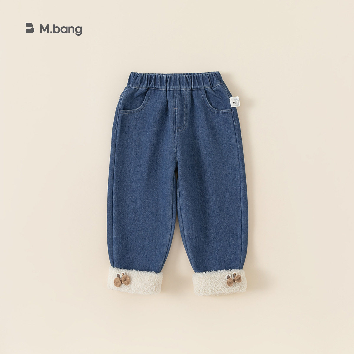 宥宝童装儿童裤子秋冬加绒牛仔裤女童一体绒长裤加厚保暖童裤