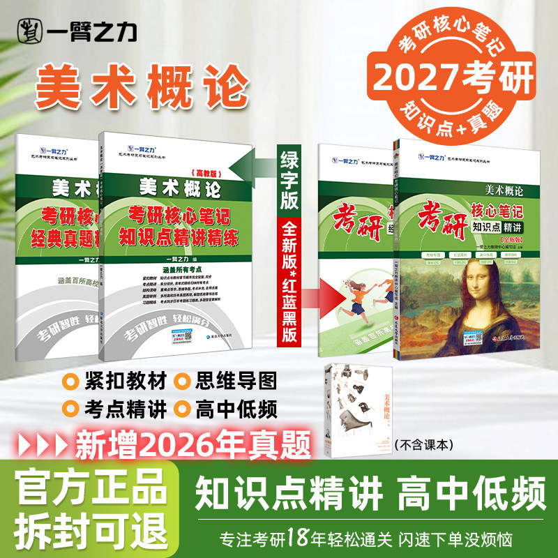 【2027版】一臂之力美术概论邹跃进诸迪考研核心笔记知识点精讲美术考研资料真题高分笔记6套练习题模拟押题考重点思维导图精讲