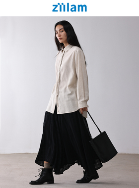 ziilam枝蓝 肌理羊毛半裙2025秋季新品优雅廓形A字长款显瘦长裙