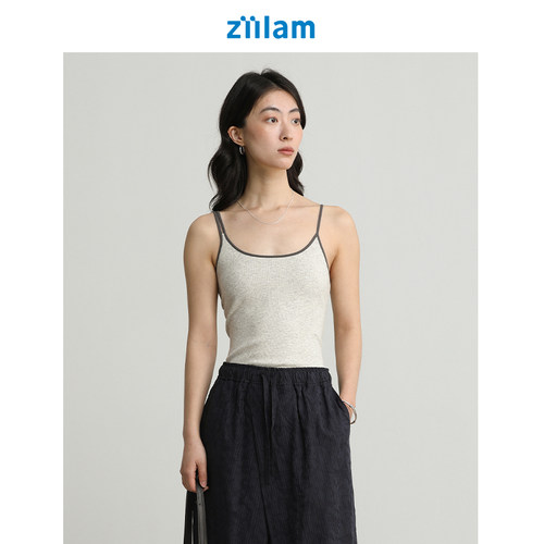 不对称撞色ziilam吊带