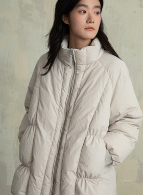 ziilam枝蓝 花苞抽皱羽绒服女款95白鹅绒中长款小个子冬季羽绒服