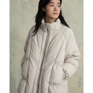 ziilam枝蓝 花苞抽皱羽绒服女款95白鹅绒中长款小个子冬季羽绒服