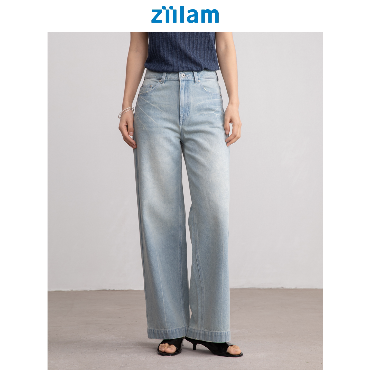 ziilam枝蓝浅色水洗牛仔裤子女2026新款女士牛仔裤休闲直筒牛仔裤 - ziilam枝蓝企业店出品
