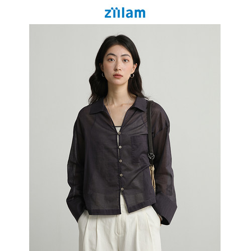 ziilam枝蓝超薄透感衬衫