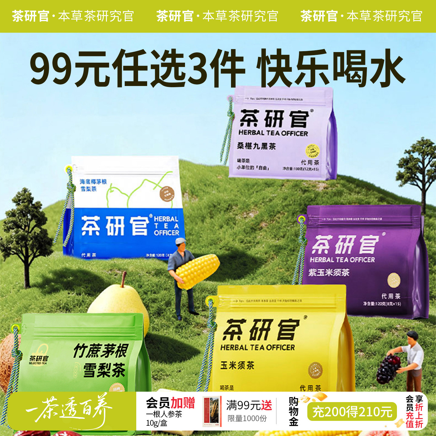 茶研官玉米须茶竹蔗马蹄水组合茶图片