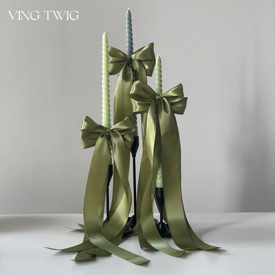 VING TWIG螺纹长杆蜡烛蝴蝶结烛台装饰氛围感婚礼宴会餐桌摆件