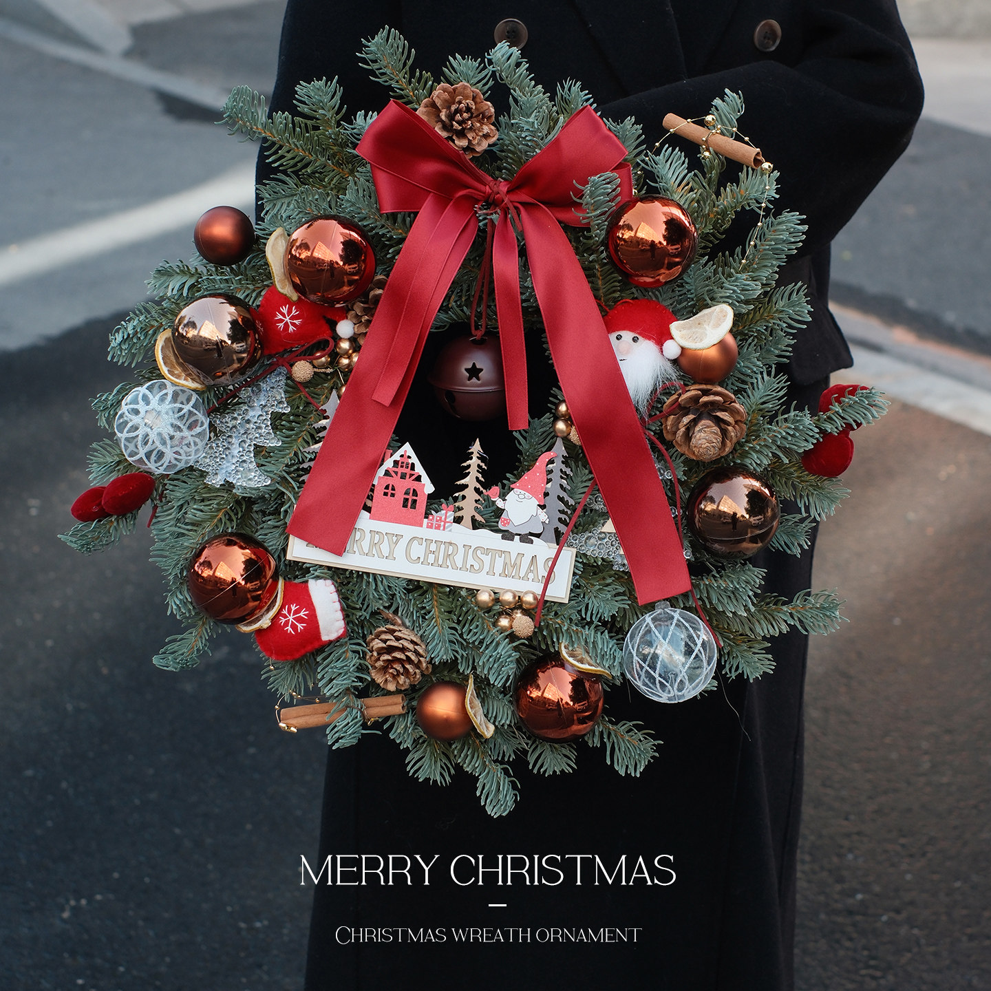 【成品圣诞花环】PE材质送礼首选