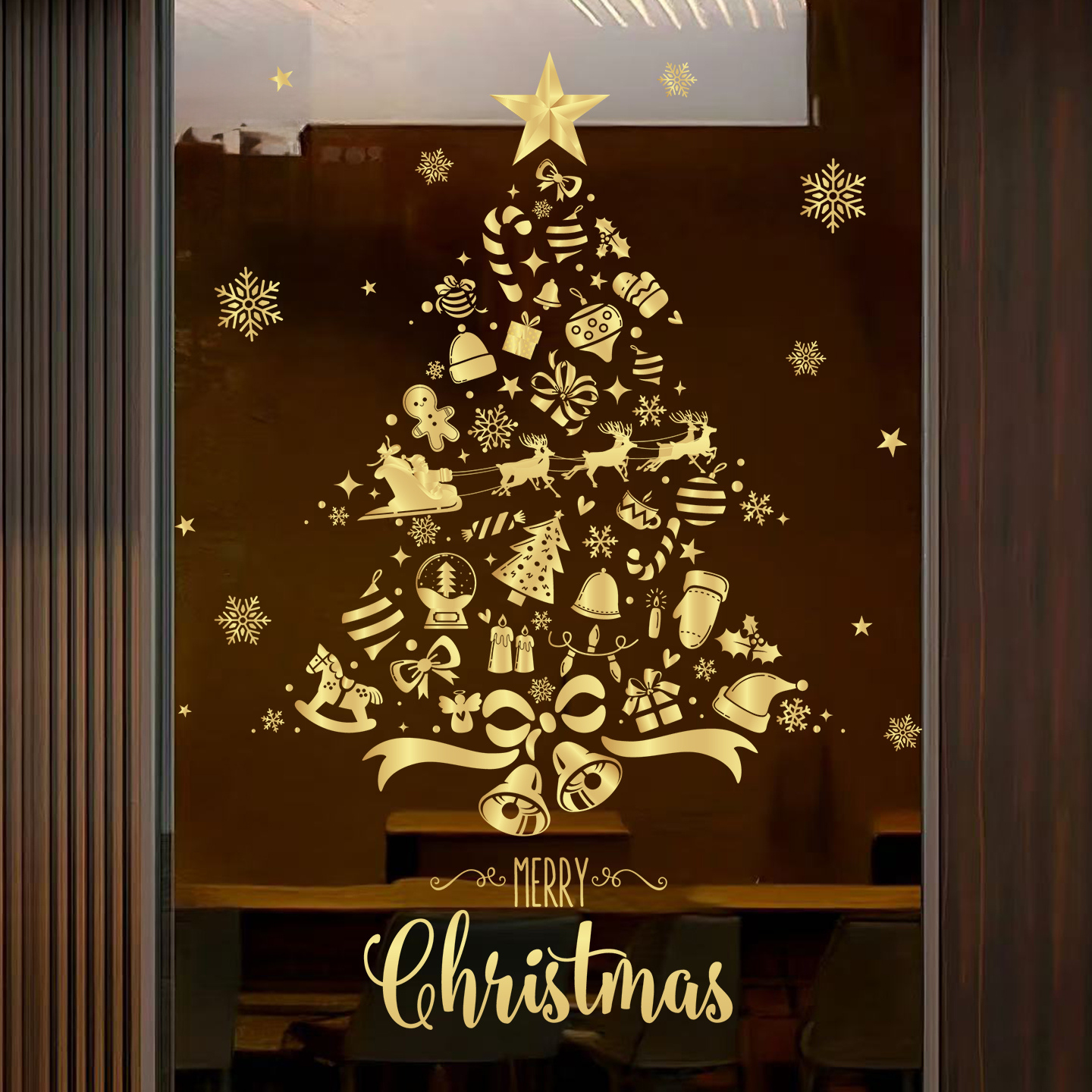 圣诞节装饰品静电贴圣诞老人树窗户橱窗贴玻璃门贴纸场景氛围布置