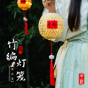 新年装 国风成品集市挂饰 饰品儿童手提发光灯笼中式 大竹编2025新款