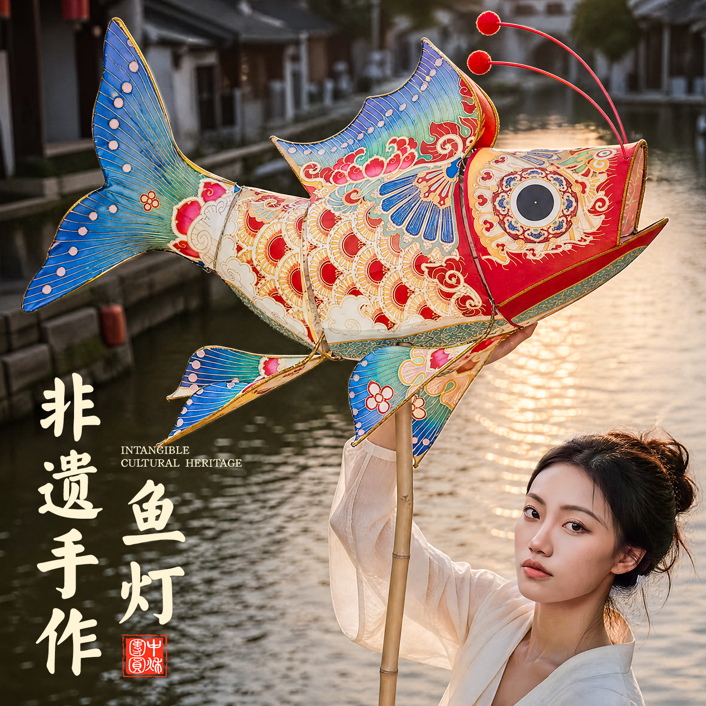 《飞天锦鲤鱼》中秋非遗国风鱼灯图片